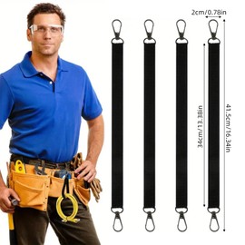 NICENEEDED 4 Pcs Electrical Tape Holder Strap, Black Tape Thong with Snap Hooks for Lanyard, Tool Backpack Trigger Snap Hook Holder Chain Electrical Tape Strap for Pouch Bag Tool Box Construction