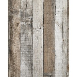 Yun-aeon Natural Wood-Grey Wood Contact Paper Peel and Stick Wallpaper 17.3"x 80"Self Adhesive Removable Vintage Faux Wood Wall Paper Plank Shelf Home Decoration Kitchen Counter Cover Use