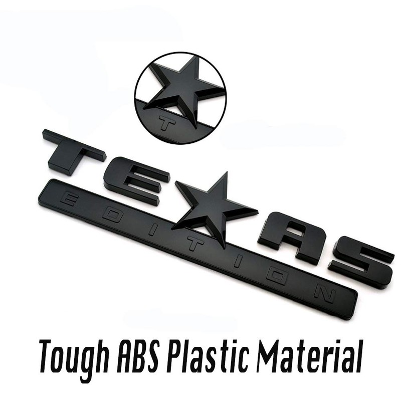 2 Count All Black 3D Texas Edition Emblem compatible with