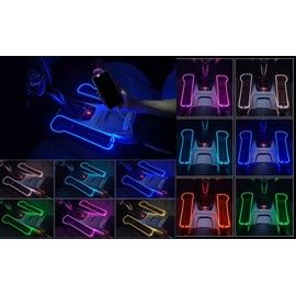 Sugcars LED Car Seat Gap Filler Organizer with Fast Charger and Cup Holder - 7 Color Ambient Lights, PU Leather Storage Box for Phone/Keys/Coins (Universal Fit for SUV/Sedan)