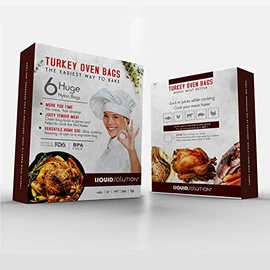 Liquid Solution Oven Bags for Perfect Roasted Turkey Chicken or Veggies, Locks In Juices and Turkey Flavoring, BPA-Free and Oven-Safe, 6 pack (19 x 23 in)