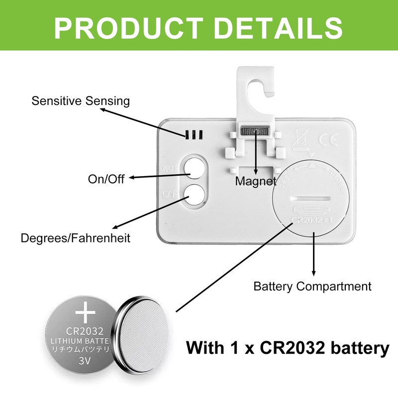 Digital Fridge Thermometer, 2 Pcs Mini Waterproof Freezer Thermometer Monitors
