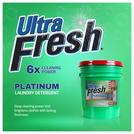 Ultra Fresh 5 Gallon Liquid Laundry Detergent Washing Soap for All Machine Types, 3X Platinum, Up to 640 Loads, Mango Twist