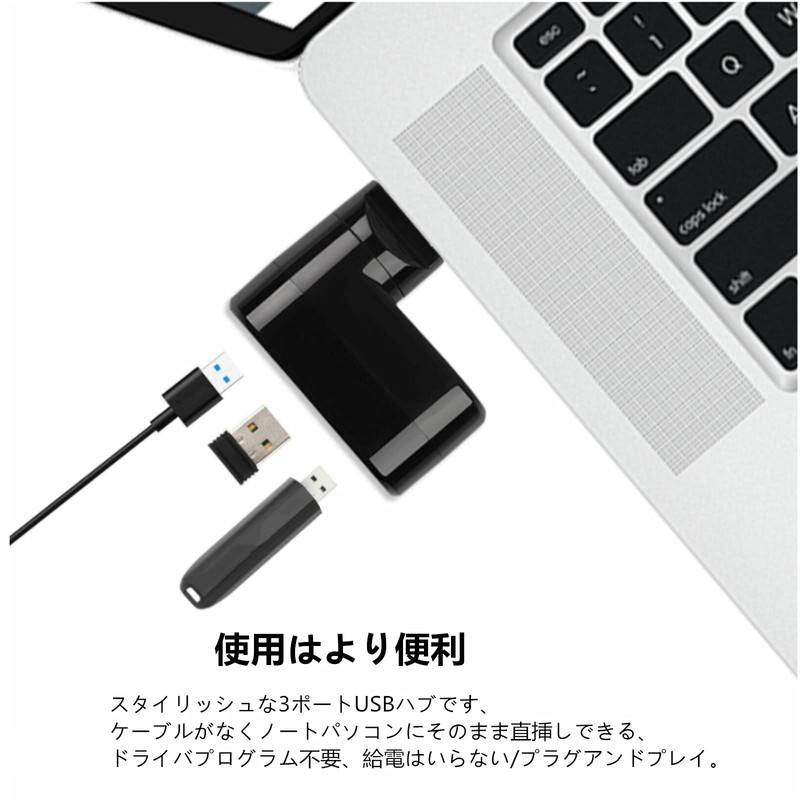 YFFSFDC USB Hub, 3 Ports, USB3.0+USB2.0 Combo Hub, Bus-Powered, Rotatable