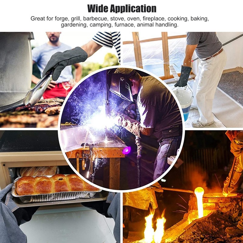 Welding Gloves Stitching Heat/Fire Resistant Mitts for BBQ Oven Grill