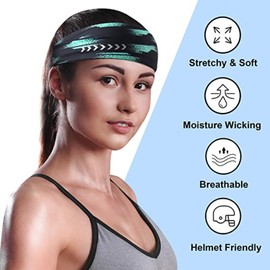 Unbranded 4Pcs Reflective Sports Headband Fitness Yoga Gym Cycling Hairband for Men Women