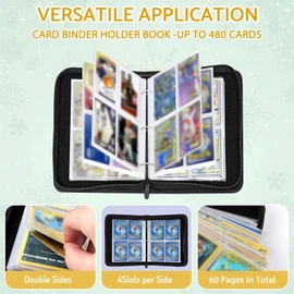 Sports Card Binder 480 pockets with Removable Sleeves, Trading Card Binder for Sports Cards, Portable Sports Card Holder, Sports Card Album Protector