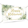 Mocsicka Happy Retirement Backdrop Eucalyptus Leaves Retirement Party Decorations Sage
