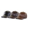 Ueither Men's Adjustable Baseball Cap PU Leather, dark brown