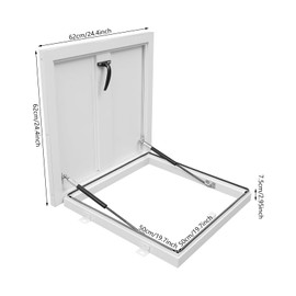 Roof Hatch, Roof Access Hatch,Roof Security Door with Hydraulic Support Rod and Switch Type Handle,Commercial Manhole Cellar Export Lid,Attic Skylights Roof Hatch Vent Access Door (White-19.7x19.7)