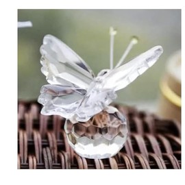 Crystal Butterfly Figurine with Crystal Ball Base – Collectible Gift for Women and Girls, Eid Gift, Baby Keepsake or Birthday Gift (White, Glass)