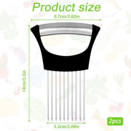 BOHUIZ 2 Pcs Stainless Steel Onion Holder, Kitchen Hand Onion Slicer Potato Slicer Kitchen Gadgets Vegetable Chopper for Cutting Vegetables Fruits Avocados Meat