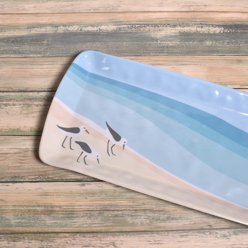Merritt International Melamine Rectangle Loaf Tray - Sandpipers - 15