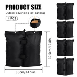 Pinsheng Pack of 4 Gazebo Sandbags, Industrial Quality High Performance Double Stitched Sand Bag Oxford Thick Sandbag Weighted for Gazebo Parasol Trampoline Outdoor