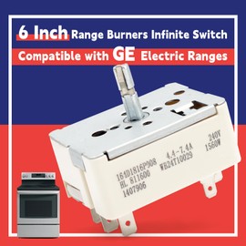 WB24T10029 Range Surface Burner Infinite Control Switch Replacement for GE 6 Inch Electric Range Stove Appliances Units Replace 769696 AH236754 AP2024076 EA236754 PS236754