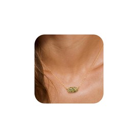 ANOBLEJRY Peridot Necklace Birthstone Necklace for Women 14K Gold Necklace for Women Trendy Birthday Gifts for Women Friendship Gold Jewelry for Women