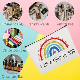 Bible Verse Cosmetic Bag for Christians , I am a child of God Faith Inspirational Makeup Bag for Daughter Girls Friends Women Wife, Makeup Tools Organizer Travel Toiletry Bag for Daily Life (A)