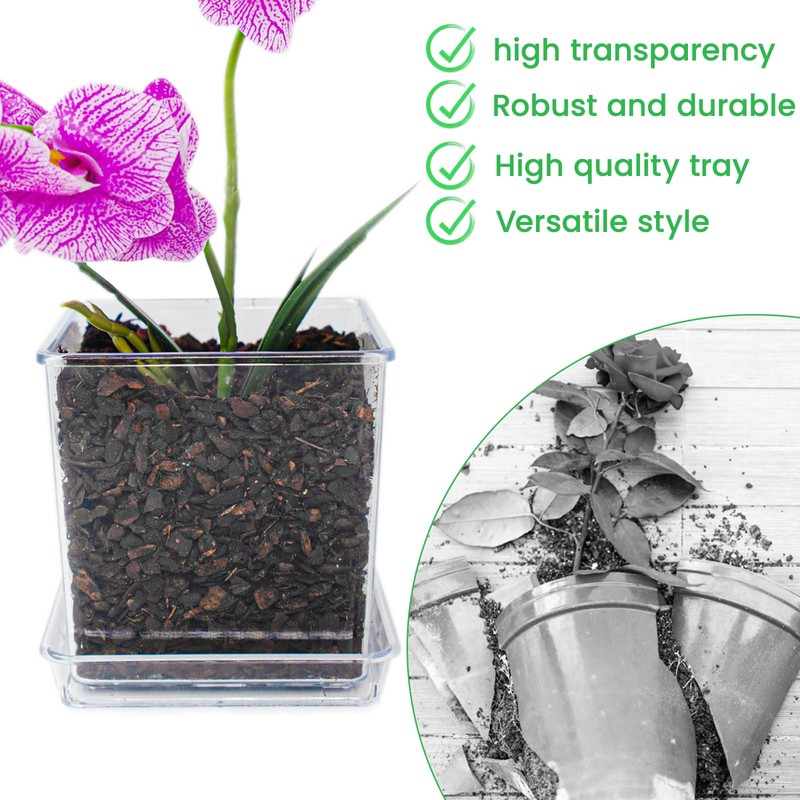 WHFDCai 4 Pack Clear Acrylic Orchid Pots, 3.1/3.9/4.7/5.9 Inch Plant