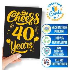 40th Birthday Card for Wife and Man - Cute Gifts for 40th Birthday Mum, Dad, Aunt, Uncle - Decoration for Girlfriend, Boyfriend, Wife or Husband - Forty Years - NUM 90