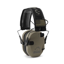 Walker's Razor Slim Electronic Shooting Muffs (FDE Patriot, 2-Pack) Bundle with Walkie Talkies, Shooting Glasses, and Cleaning Cloths (8 Items)