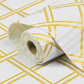 Gopas Drawer and Shelf Liner for Kitchen Cabinets Non-Adhesive, Non-Slip Cabinet Liner Shelf Paper Strong Grip Waterproof Easy to Clean for Kitchen Shelves Cupboard,Gold Geometric,12IN X 10FT