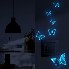 BSITSSS Pack of 29 Butterflies Luminous Stickers, Butterfly, Lovely Butterfly Decorative Wall Stickers, Shiny Wall Stickers, Children's Room Wall Stickers, Luminous for Children's Bedroom