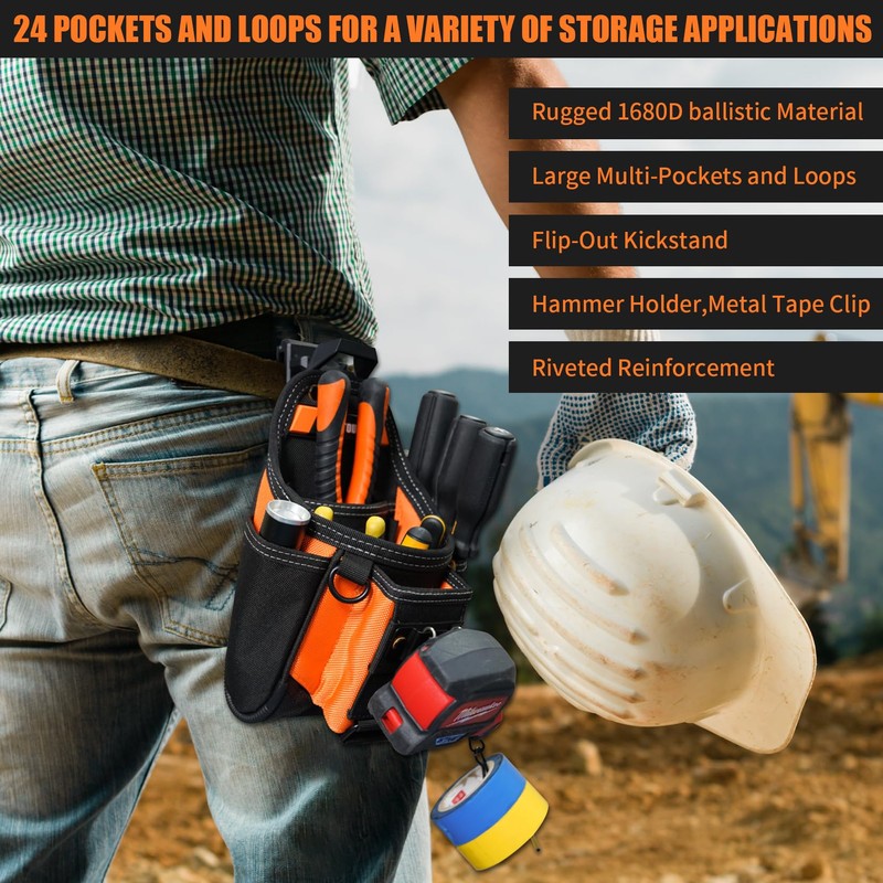 MELOTOUGH Small Electrician Tool Pouch Tool Belt Pouch with Belt