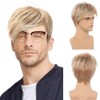 Peluca Corta Rubia en Capas, Tamaño Ajustable, con Gorro para