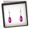 Schöner-SD Earrings 925 Silver with Small Briolett Drops Crystals, Silver