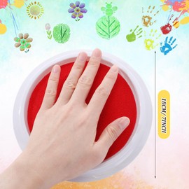 Jetec 24 Pack 7 Inch Large Washable Ink Pad Set, Handprint Footprint Ink Pad, Non-Toxic Washable Stamps Pads for DIY Crafts, Card Making, Scrapbooking, Family Art Projects (12 Colors)