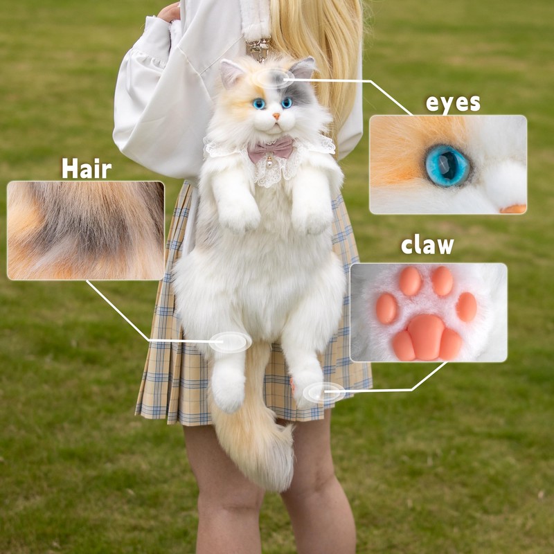 Chongker Stuffed Realistic Cat Plush Backpack - Cute and Soft