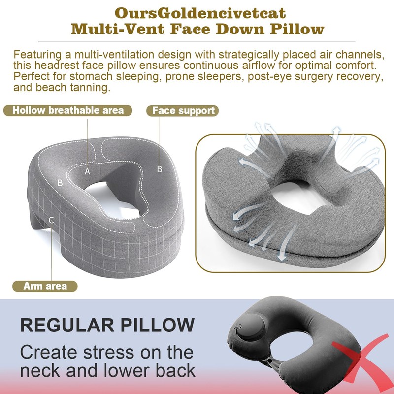 Face Down Pillow Massage Prone for Bed Sleeping,Massage Headrest Face