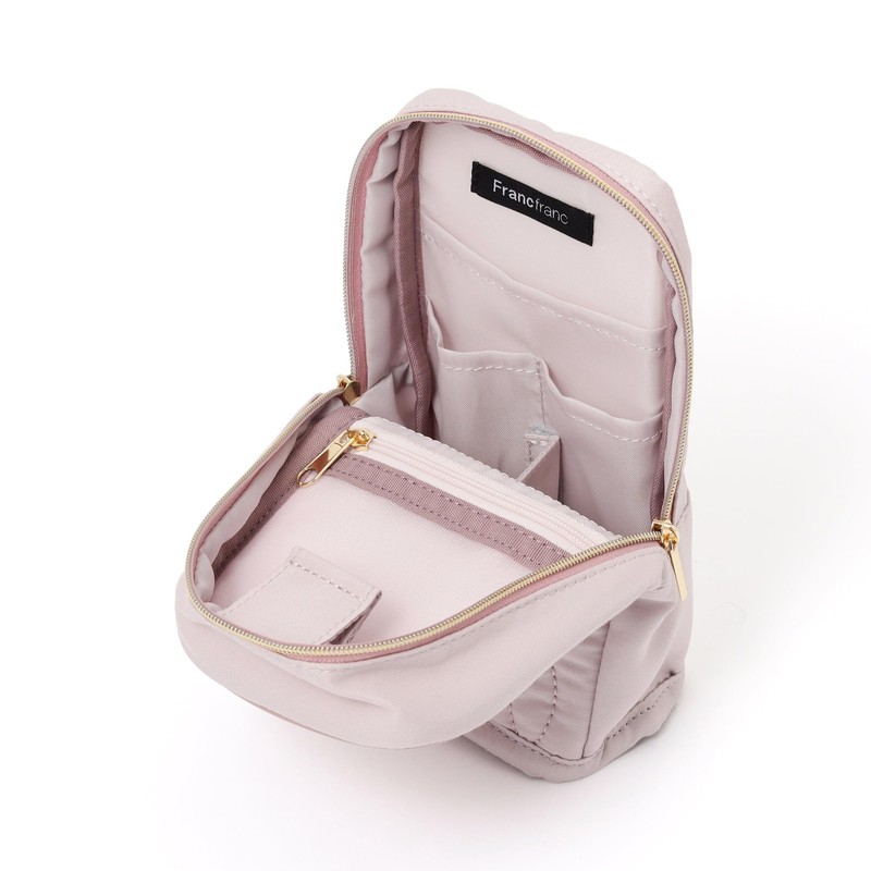 Francfranc Noble Quilt, Pen & Smartphone Stand Pouch, Light Pink,