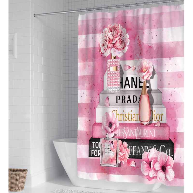 MULTIC Fashion Shower Curtain, Pink & Black Luxury Shower Curtains