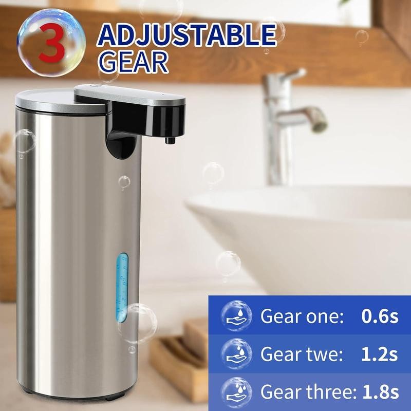 Stainless Steel Automatic Soap Dispenser, 2 Counts Touchless Electric Sensor