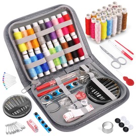 Coquimbo Mini Sewing Kit with Accessories, Needle and Thread Set for Home/Travel/Camping/Emergencies/Beginners/Children, with Needles, Scissors, Thread, Thimble, Tape Measure, Grey