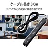 Elecom T-NSL-2630BK Power Strip, Wide Outlet with 5 AC Adapters,
