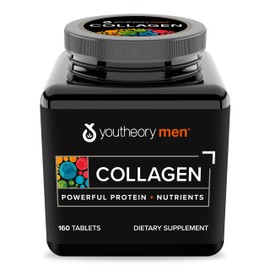 Youtheory Men's Collagen - Vegetarian Collagen Supplement for Men - Contains Biotin - Supports Healthy Hair, Nails, Skin & Joints* - 160 Tablets