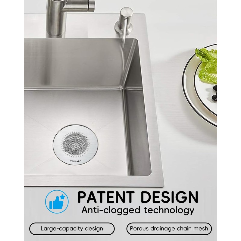 Wokdada Sink Drain Strainer, Reversible No Clog Mesh Kitchen Sink