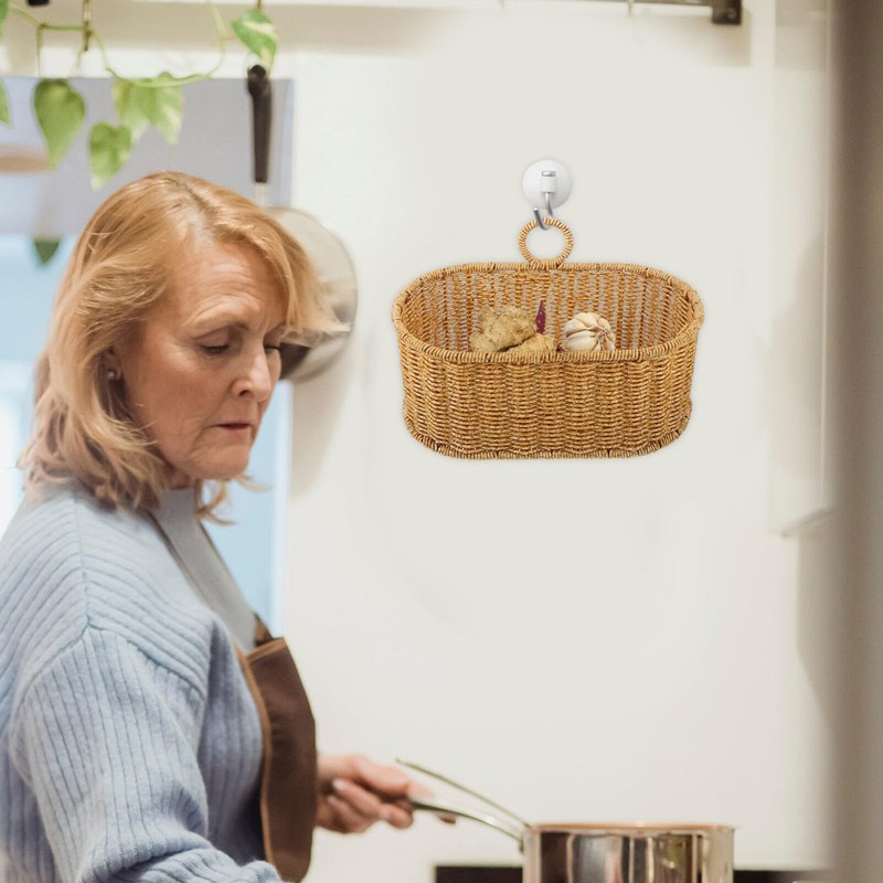 Kichvoe Woven Wicker Baskets Plastic Wall Hanging Basket With Small