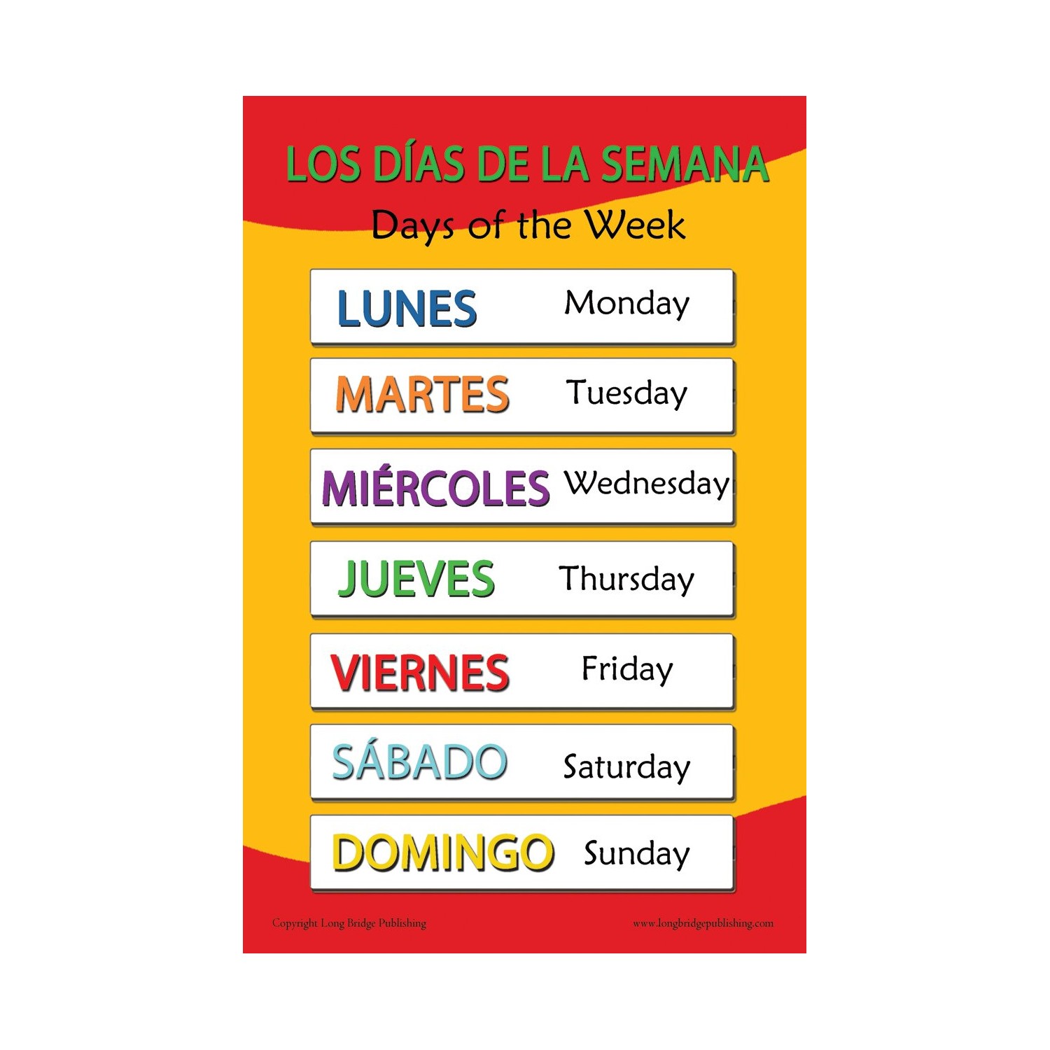 Long Bridge Publishing Spanish Language School Poster - Days of The ...