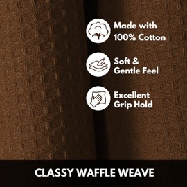 Softopia Cotton Brown Kitchen Towels – Waffle Weave, 100% Cotton, Soft & Absorbent, Fast Dry, Durable, 16x26 Inches, Perfect for Dish Drying, Bar, Cleaning, Hand Wipe and Everyday Use, Set of 12