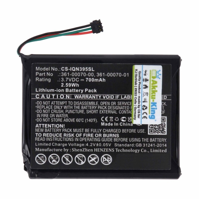 Akku kompatibel mit Garmin 361-00070-00 - Li-Ion 700mAh - für