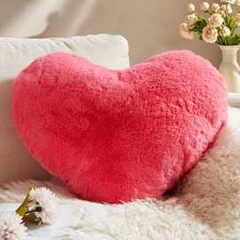 Yhoelata Heart Cushion, Carmine Red, Heart-Shaped Cushion, Cuddly Cushion, Love Decorative Cushion, Aesthetic, Plush Cushion for Living Room, Sofa, Child, Bedroom, Bed, Gift, 37 x 47 cm