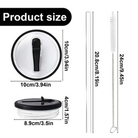 2pcs Leakproof Lid with 4 Straws & 2 Brush - Perfect Leak Proof Replacement for 40 OZ Tumbler Cup, Reusable Spill Proof for Tumbler with Straw and Lid