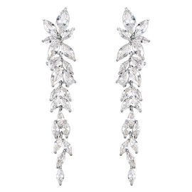 EVER FAITH Marquise Cubic Zirconia Wedding Jewelry for Women Brides Bridesmaid, Crystal Chandelier Bridal Drop Earrings Gifts for Prom Pageant Siver