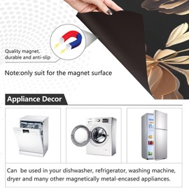 YMGQYJ Bronze Flowers Dishwasher Magnet Cover, 23×26 INCH Dish Washer Cover Kitchen Decor, Dishwasher Sticker Refrigerator Magnetic Cover