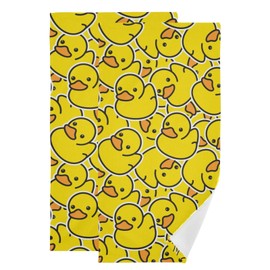 HATESAH 2 Pack Yellow Duck Hand Towels for Bathroom,Soft Absorbent Cute Rubber Ducky Decorative Guest Bathroom Towels Shower Face Towels,Quick Dry Cartoon Funny Animal Kitchen Towels 14"x28"