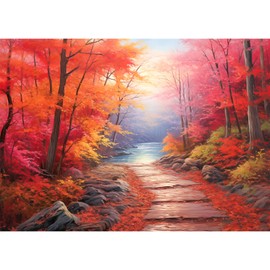 1000 piece jigsaw puzzles for adults-Maple Path Jigsaw Puzzles 1000 Pieces Red Maple Forest Puzzles for Adults 1000 Pieces Maple Creek Oil Painting Puzzle 1000 Pieces Jigsaw Puzzles 1000 Pieces