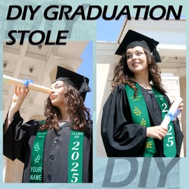 Geyoga 24 Pieces Unisex Graduation Stole Plain Graduation Sash Honor Stole for Students, 70 Inches(Green)